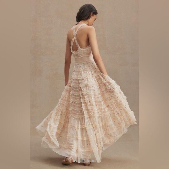 Mac Duggal 8037 Embroidered Floral evening Gown Dress Blush - Picture 4 of 16